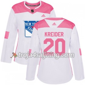 New York Rangers tröja Chris Kreider 20 Vit 2017-2018 Adidas Rosa Fashion Authentic - Dame NHL Tröjor